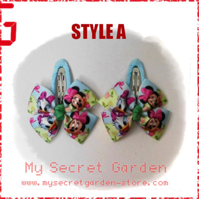 Minnie Mouse & Daisy Duck Grosgrain Ribbon Girls Hair Bows Clip BB Hair Pin